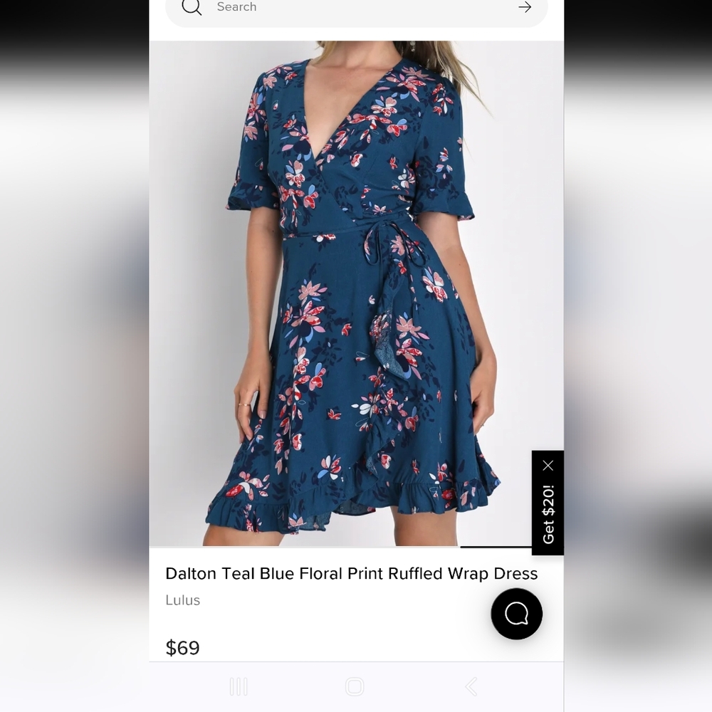Lulus teal blue floral wrap dress - Picture 10 of 14